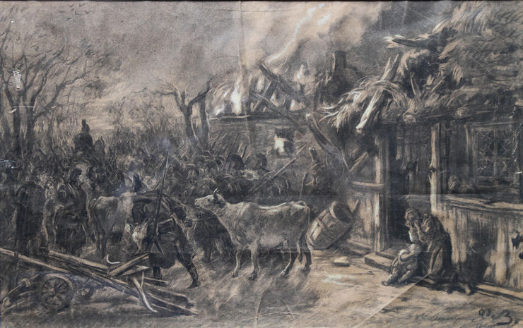 After the Battle Impressionist drawing by Alfred Quesnay de Beaurepaire Richard Taylor Fine Art