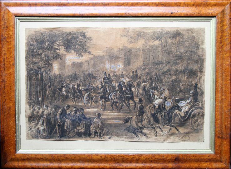 Champs Elysees Paris by Alfred Quesnay de Beaurepaire at Richard Taylor Fine Art