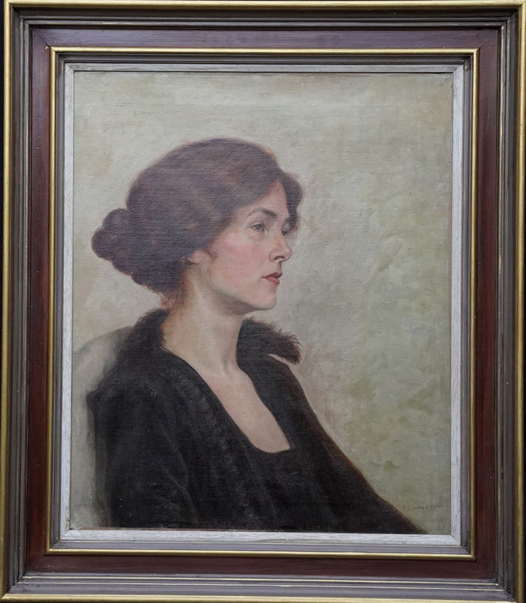 British Portrait of a Lady by Alys Woodman at Richard Taylor Fine  Art