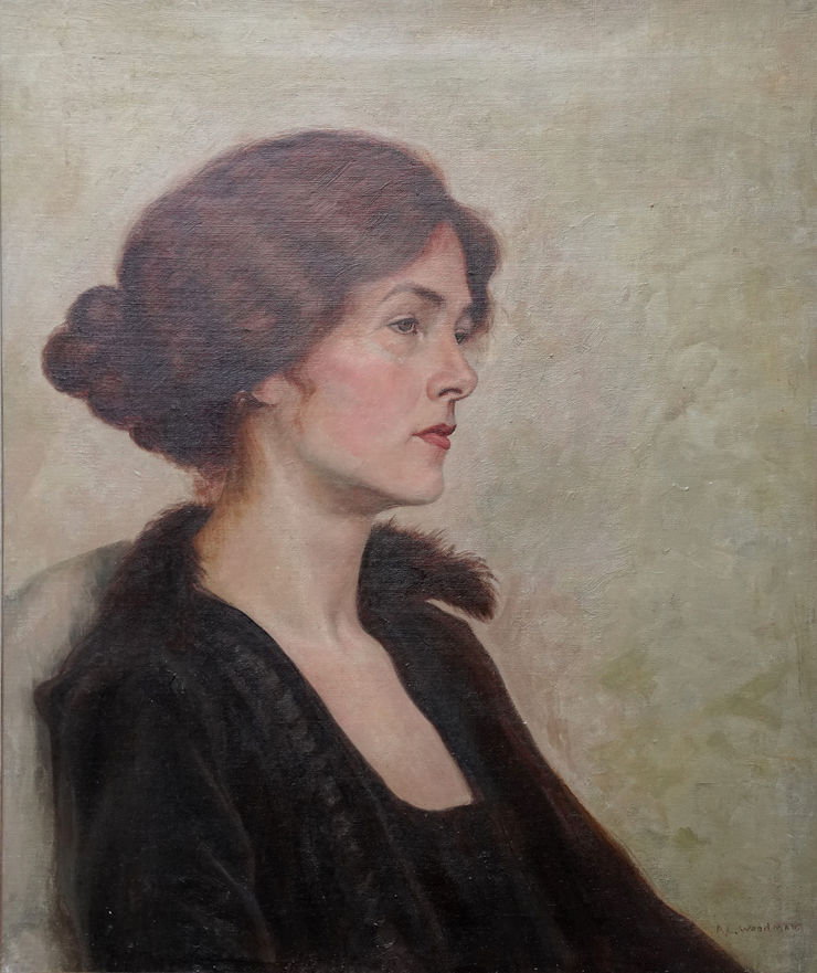 British 1920's Portrait of a Lady by Alys Woodman Richard Taylor Fine  Art