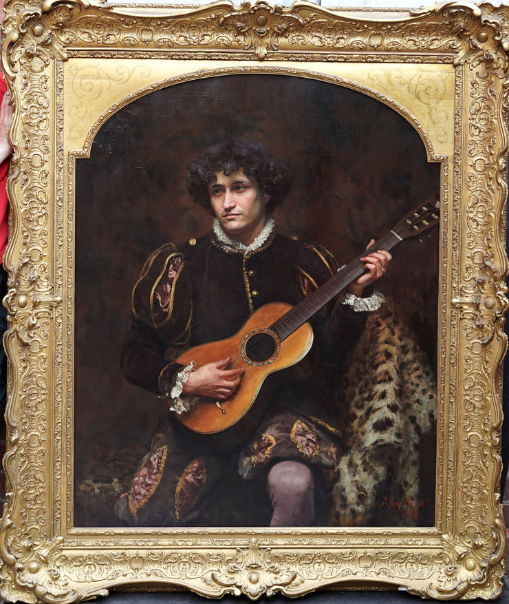 British Portrait of a Guitarist by Amy Scott at Richard Taylor Fine Art