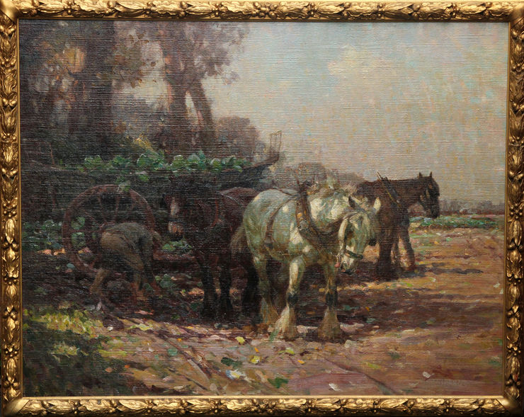 Farmer and Horses by Arthur Spooner at Richard Taylor Fine Art