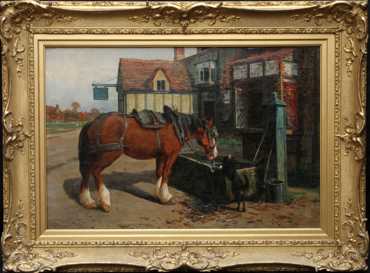 Arthur William Redgate - British Pastoral Oil Painting - Horse and Dog - Richard Taylor Fine Art