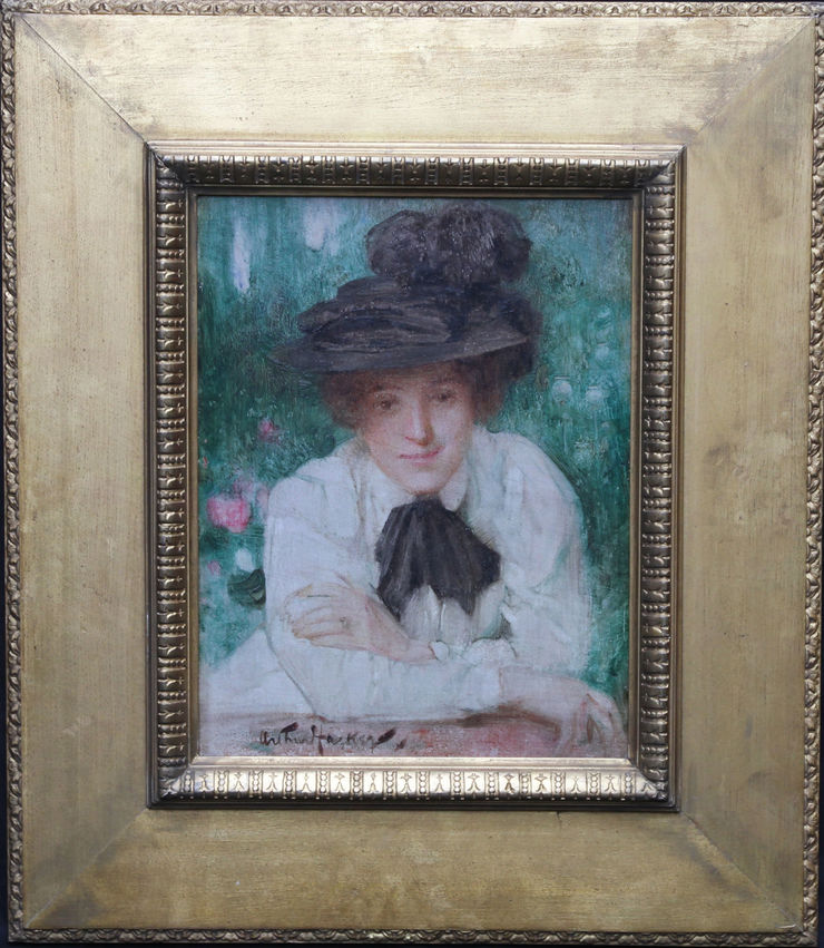 Edwardian British Impressionist Female Portrait by Arthur Hacker at Richard Taylor Fine Art