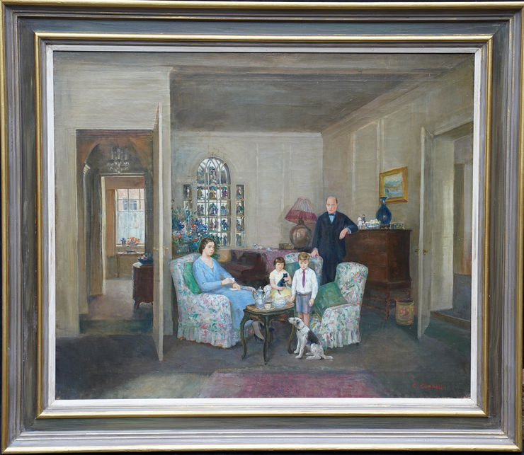British Family Interior by Charles Cundall at Richard Taylor Fine Art