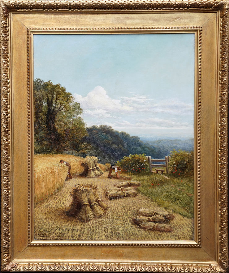Nineteenth Century Harvest Landscape by Charles Henry Passey at Richard Taylor Fine Art
