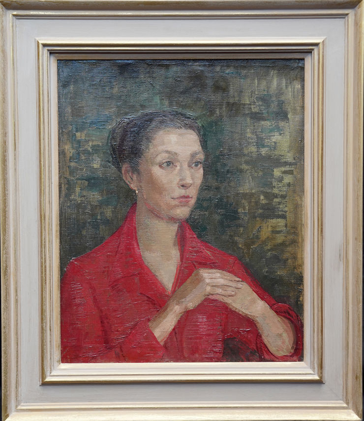 Lady in Red Portrait by Constance Anne Parker at Richard Taylor Fine Art