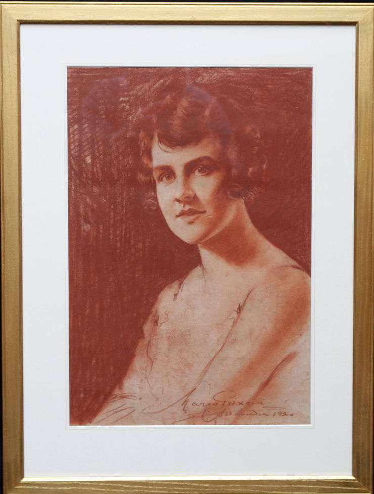 Sanguine Portrait of a Lady by Count Mario Grixoni at Richard Taylor Fine Art