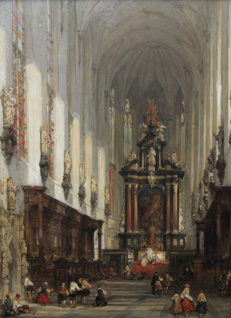 David Roberts  - St Pauls Antwerp - Chirch Interior -  British Old Master- Richard Taylor Fine Art