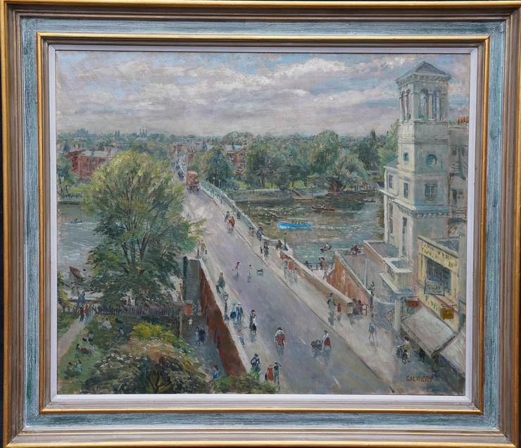 Seventies art Richmond Bridge London by Denis Gilbert at Richard Taylor Fine Art