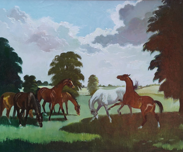 Doris Zinkeisen - Horses in a Landscape - Richard Taylor Fine Art