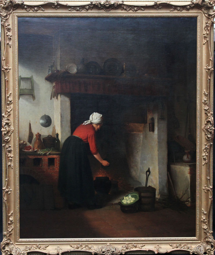 Cottage Interior Dutch Victorian oil painting at Richard Taylor Fine Art