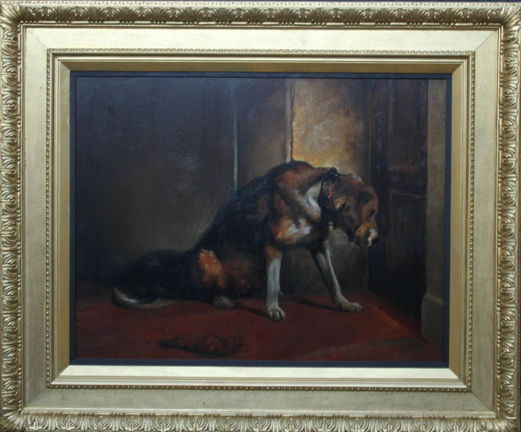 British Edwardian Dog Art portrait oil painting by E Stott at Richard Tatylor Fine Art