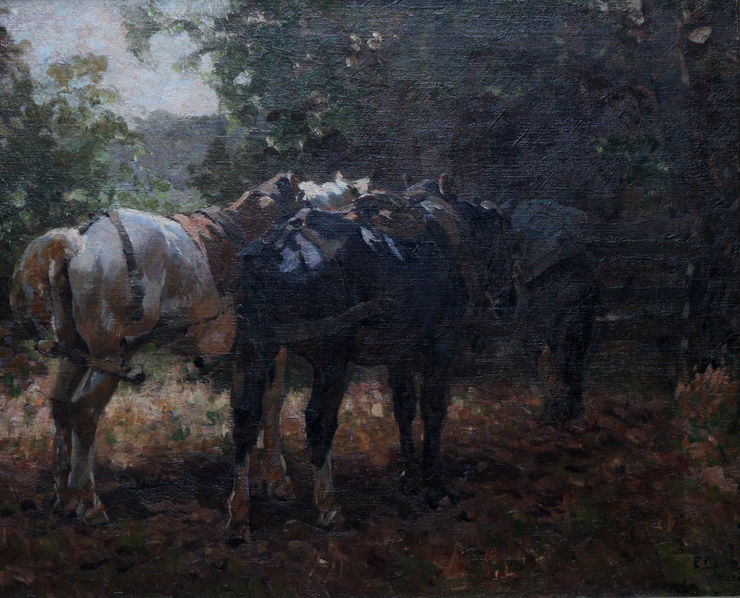 British Impressionist 1912 Horses by Edgar Downs Richard Taylor Fine Art