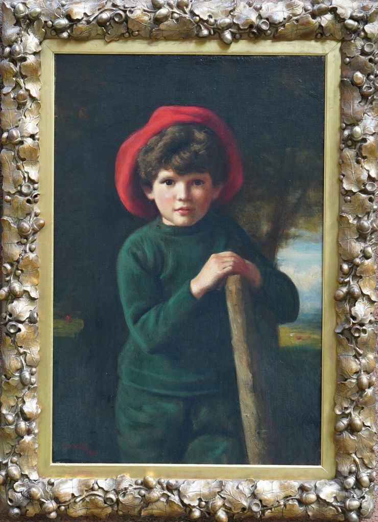 British Portrait of a Boy by Edward Francis Wells at Richard Taylor Fine Art