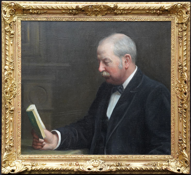 Man Reading Edwardian portrait oil painting Richard Taylor Fine Art
