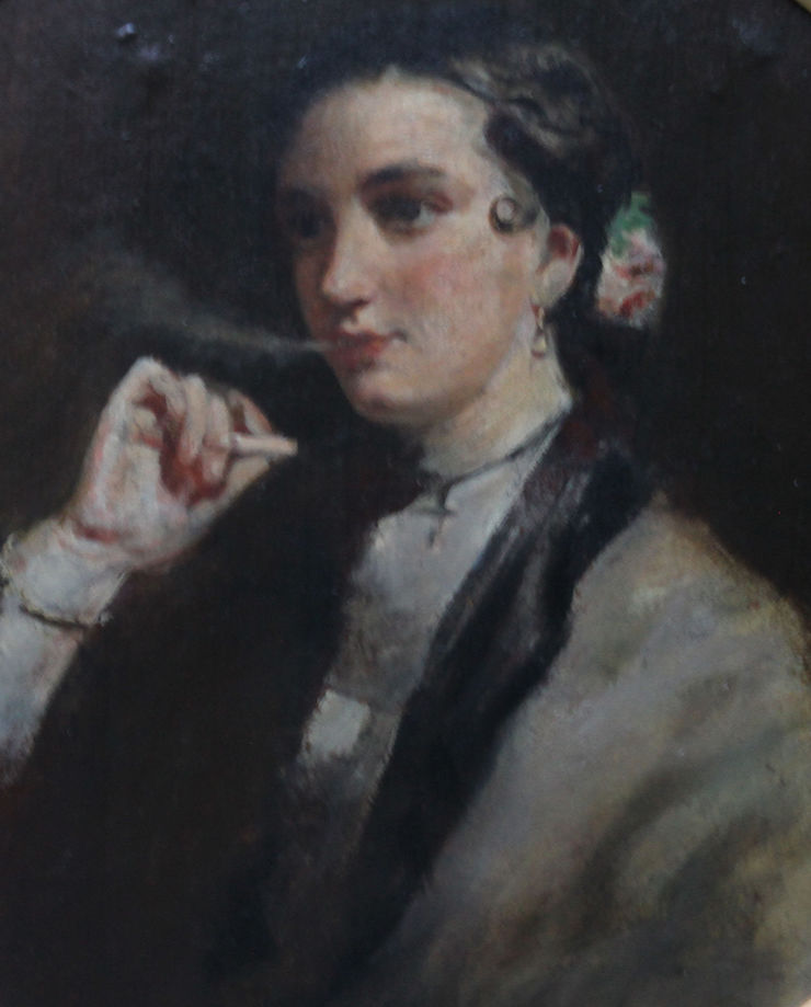 Edwin Long - Edwardian Portrait Woman Smoking - Richard Taylor Fine Art