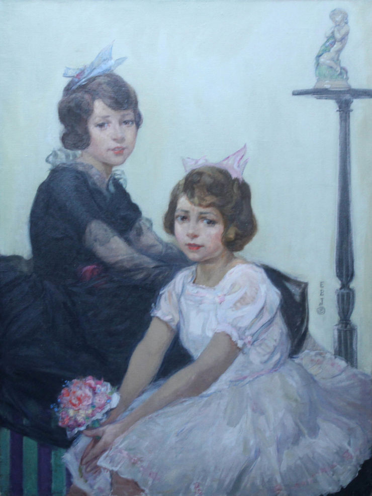 Ernest Borough Johnson Sisters British Portrait oil painting Richard Taylor Fine Art