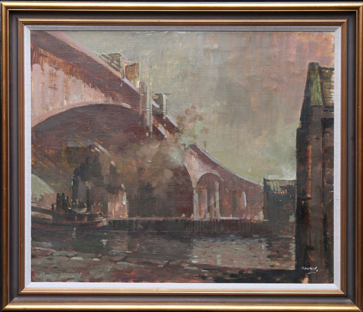 Glasgow Bridge exhibited art  by Ernest Burnet Hood at Richard Taylor Fine Art