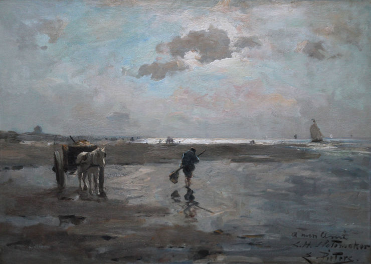 Dutch Shrimpers 19thC Impressionist Oil  Painting by Evert Pieters Richard taylor Fine Art