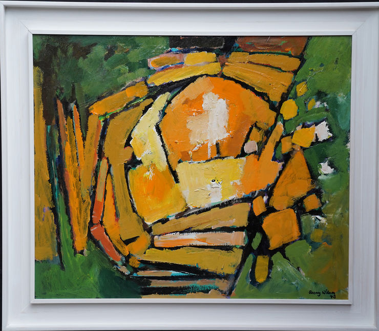 British Abstract Green Yellow by Frank Avray Wilson at Richard Taylor Fine Art