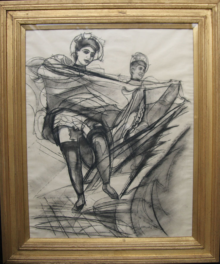 Can Can Dancers Art Deco drawing by Frank G Howes at Richard Taylor Fine Art