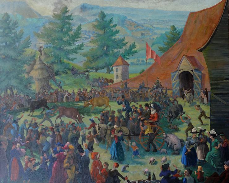 The Auction Exhibited 1920 oil painting by Franklin White Richard Taylor Fine Art