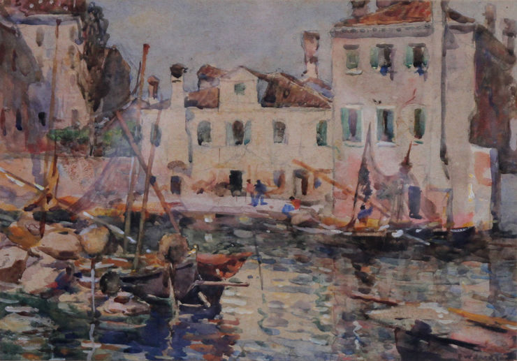 Fishing Boats Venice by Frederick William Jackson Staithes School Richard Taylor Fine Art