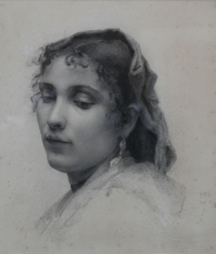 Victorian Naturalistic Portrait of a Lady by French School Richard Taylor Fine Art