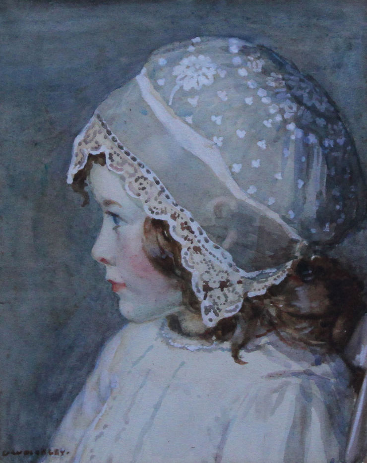 Portrait of a Young Girl in a Lace Bonnet by Garnet Ruskin Wolseley Richard Taylor Fine Art