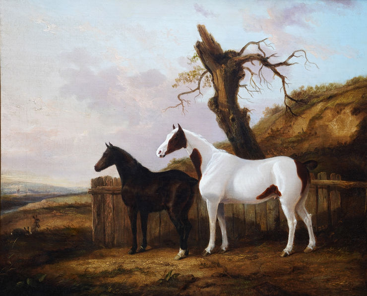 British Victorian Portrait of Horses in a Landscape by George Cole Richard Taylor Fine Art