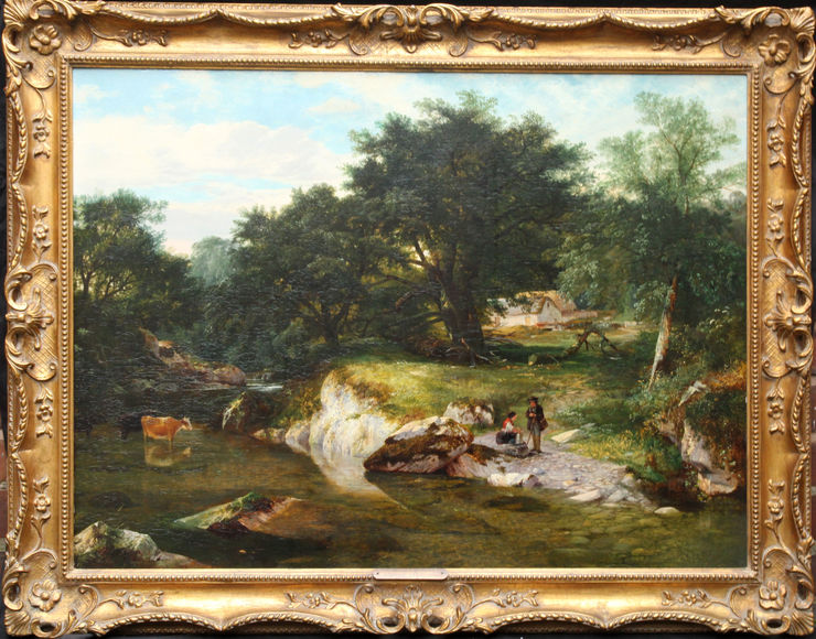 Stream in a Forest British Victorian Pastoral by George Cole at Richard Taylor Fine Art