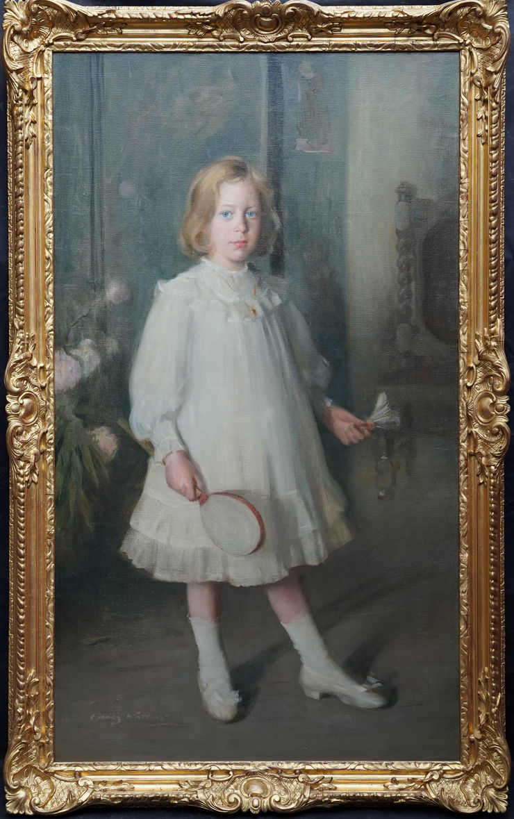 Scottish Portrait of Girl Playing Sport by George Fiddes Watt at Richard Taylor Fine Art