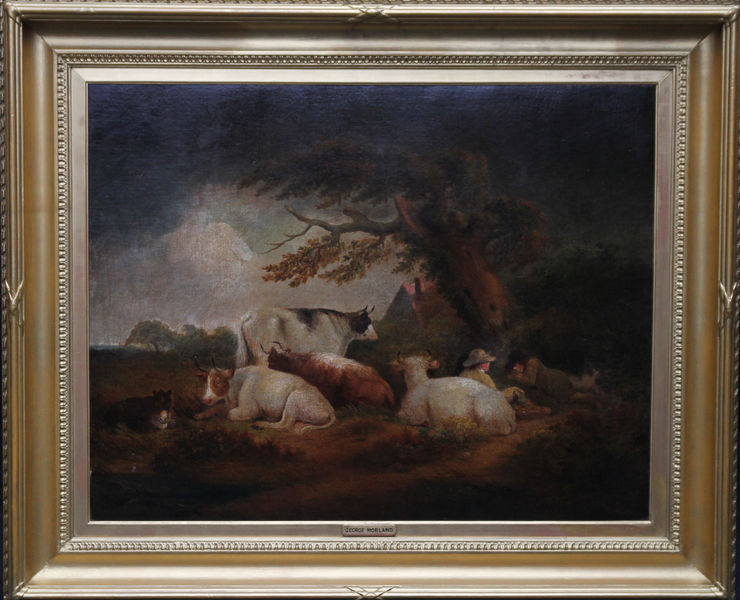 Cattle in a Landscape British Old Master by George Morland at Richard Taylor Fine Art