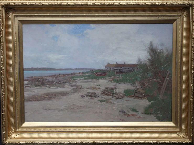Victorian Loch Shoreline oil painting by George Houston at Richard Taylor Fine Art