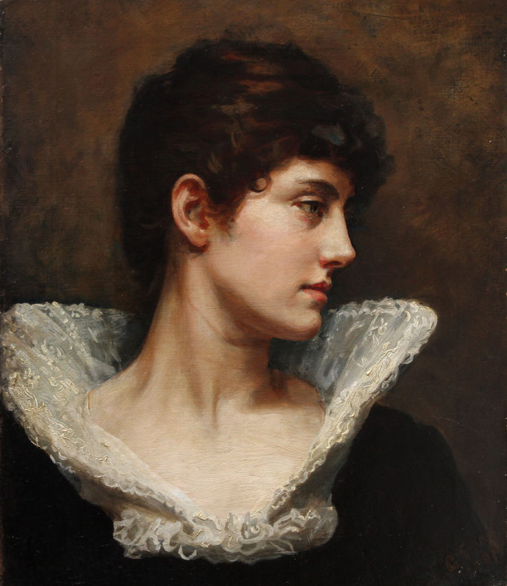 Pre-Rapaelite Portrait  in Lace Collarby Gerald Edward Wellesley Richard Taylor Fine Art