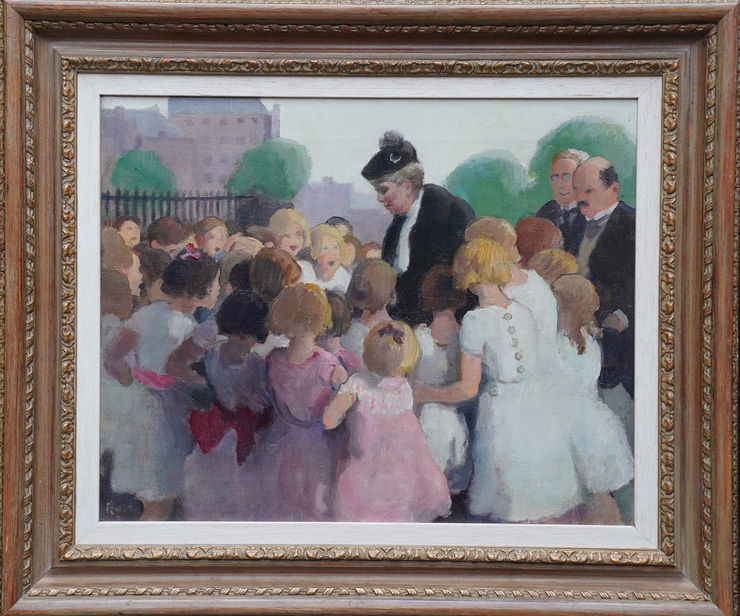 British Portrait of Queen Mary with Children by Gerald Spencer Pryse at Richard Taylor Fine Art