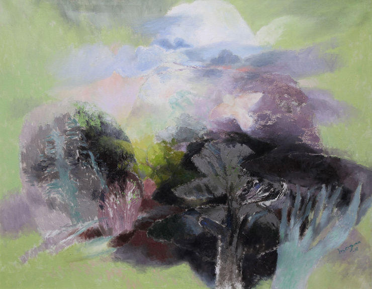 Landscape with White Bird by Benton End artist Glyn Morgan at Richard Taylor Fine Art