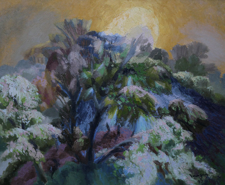 Landscape with Rising Moon by Benton End artist Glyn Morgan at Richard Taylor Fine Art