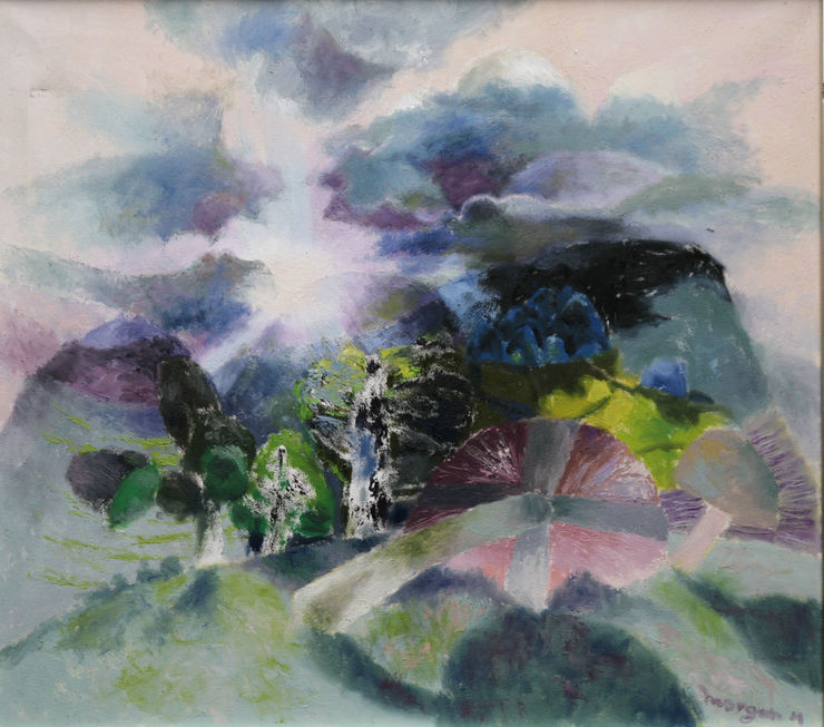 Landscape with Mushrooms by Benton End artist Glyn Morgan at Richard Taylor Fine Art
