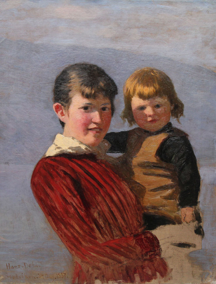 Victorian Portrait  of Sisters by Hans Dahl at Richard Taylor Fine Art