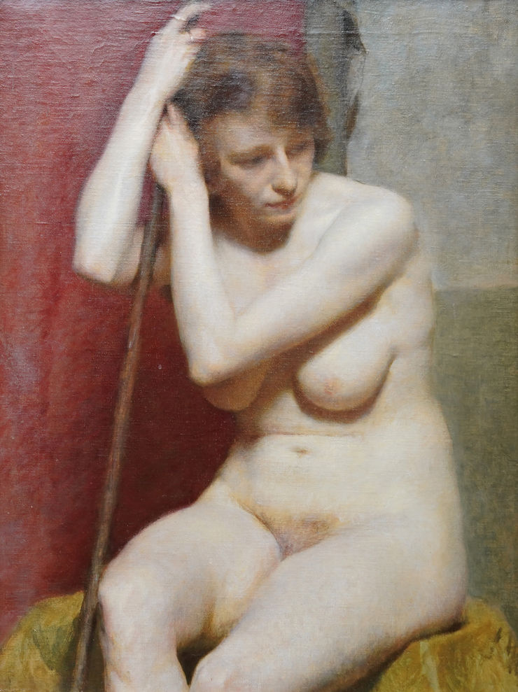 British Thirties Seated Nude Portrait by Harold Knight Richard Taylor Fine Art