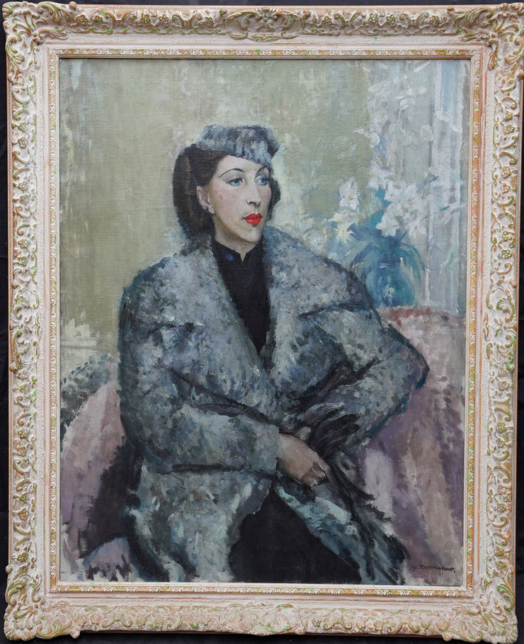 British Post Impressionist Female Portrait by Harry Rutherford at Richard Taylor Fine Art