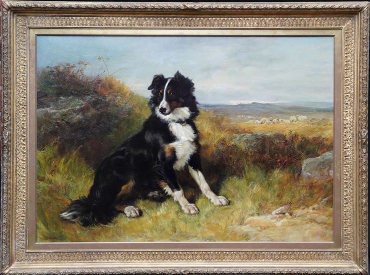 British Portrait of Collie in Landscape by Heywood Hardy at  Richard Taylor Fine Art