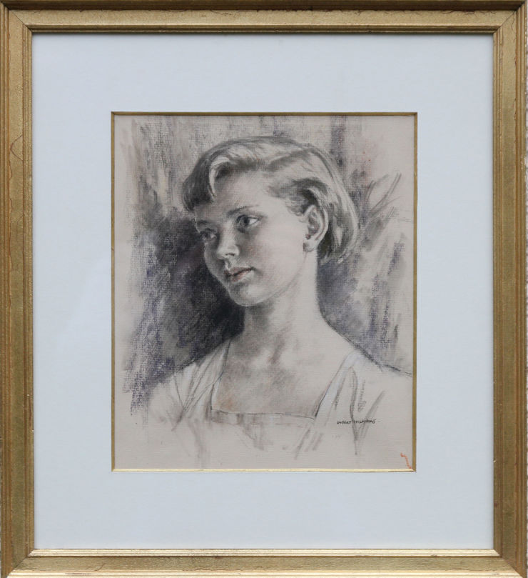 Art Deco Female Portrait by Hubert Williams excellent provenance at Richard Taylor Fine Art
