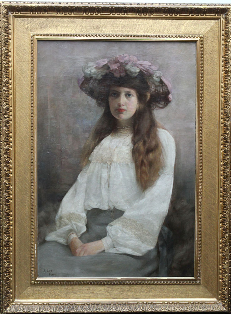 Pre-Raphaelite Female Portrait by J Lee at Richard Taylor Fine Art