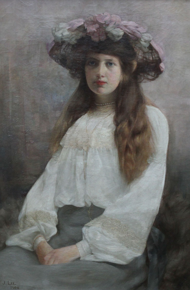 Pre-Raphaelite Woman in Hat by J Lee Richard Taylor Fine Art