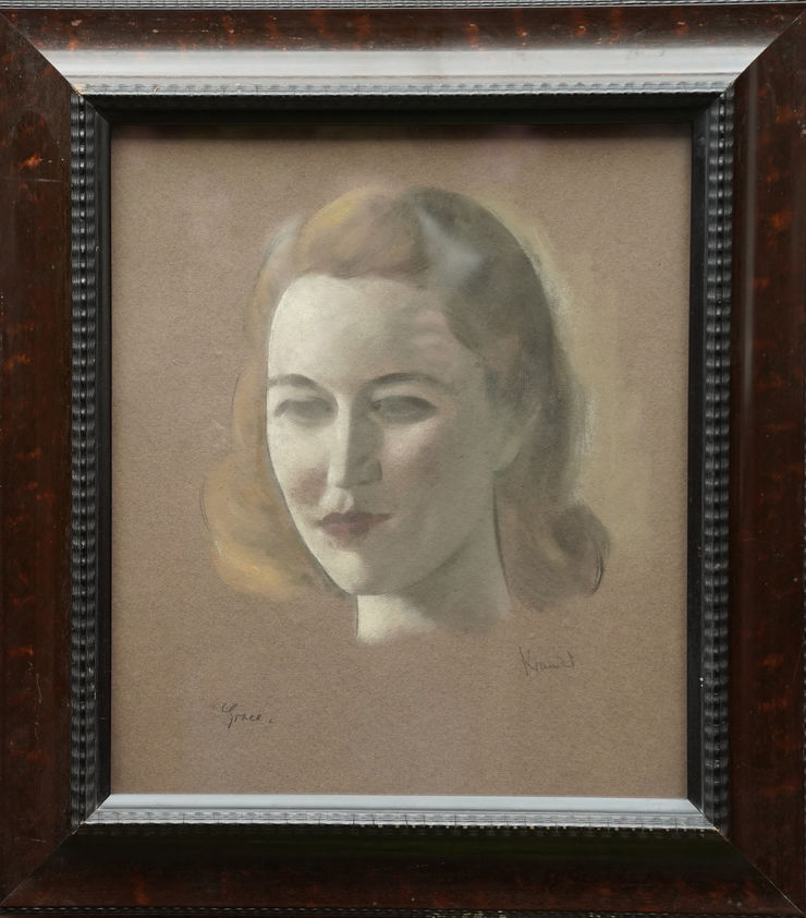Female Portrait  by Jacob Kramer at Richard Taylor Fine Art