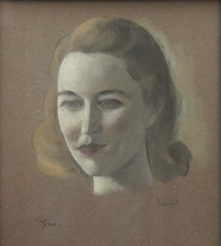 British 1920's Female Portrait  by Jacob Kramer Richard Taylor Fine Art