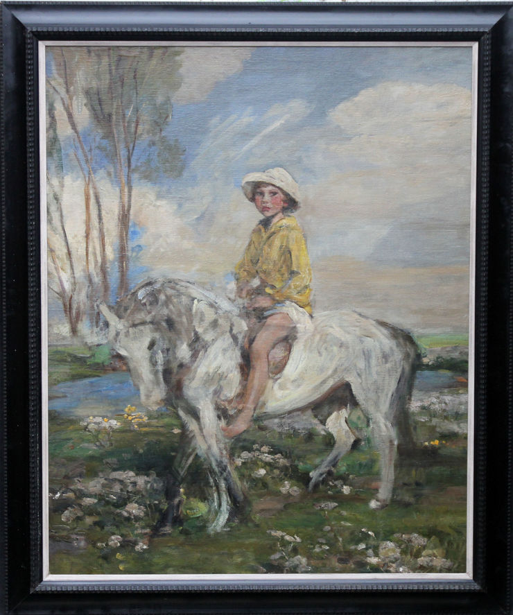Portrait of Jeb Keigwin on Pony by James Jebusa Shannon at Richard Taylor Fine Art